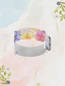 Tali Jam Tangan Universal Motif Bunga Warna-warni 20/22mm, Kompatibel dengan Smartwatch dan Honor - Tali Permukaan Silikon, Kompatibel dengan GT2/GT3, Watch 3/Galaxy - MultiWarna - View 2