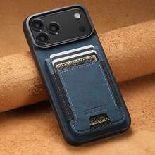 SUTENI 奢华仿皮卡槽支架手机壳，哑光表面，兼容 17 Pro Max、16 Plus、15、14、13、12，男女通用，馈赠亲朋好友的绝佳礼物 - 彩色 - 查看 71