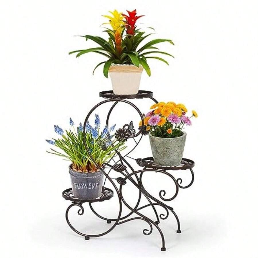 HLC 3-Tier Classic Plant Stand with Modern S Design Bronze - Bronce - Ver 1
