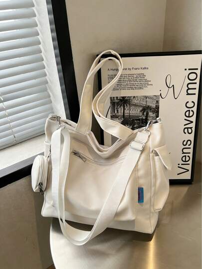 2024 New Fashion Classic Clown Solid Color Large Capacity Trim Pocket 2-In-1 Shoulder Bag, Suitable For Campus Use. This Backpack Is Also Suitable For Teenagers, Women Or Students, With Large Capacity, Waterproof, And A Laptop Compartment, Making It An Ideal Choice For The Back-To-School Season. It Can Be Used As A Student Backpack, Student Tote Bag, Student Handbag, Student Bookbag, Back-To-School Essential, And Also As A Teacher Gift. , Valentines Gifts