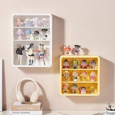 Dust-Proof Wall-Mounted Storage Box , No-Drill Dustproof Display Rack, Showcase For Figurines, Anime Models, And Cosmetics,Transparent Plastic Design For Living Room, Dormitory, And Toy Storage Display, Dormitory Essential | Clear Display Shelf | Easy To Install Shelf, Wall Shelf, Floating Shelf.