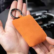 Hộp đựng chìa khóa xe hơi có khóa kéo, vỏ móc chìa khóa sang trọng bằng da lộn nhân tạo, phụ kiện ô tô đa năng. - A - Xem 3