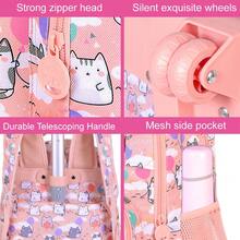 Bộ 3 món gồm ba lô kéo bằng nylon bền chắc, họa tiết mèo và bóng bay dễ thương, kèm túi đựng cơm trưa và hộp bút, khóa kéo, kiểu dáng vui nhộn cho trường học và du lịch. - 21 Ba lô một bánh xe - Xem 3