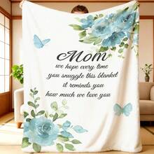 1pc Cozy Carnation Print Throw Blanket For Mom |   Versatile & Warm, Perfect For All Seasons, Ideal For Home, Outdoor Picnics, Camping, Car Travel, Sofa, Bedroom Decor - Soft Flannel Material, Polyester - A - 查看 2
