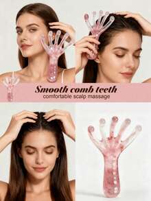 1 chiếc bàn chải massage da đầu hình ngón tay, làm bằng nhựa hổ phách, thiết kế 5 móng tròn, liệu pháp massage da đầu, thư giãn và giảm đau cơ, món quà ngày lễ hoàn hảo, dụng cụ gãi da đầu hình thuôn dài, bàn chải 5 móng, lược massage cạo Gua Sha. - Nhiều màu - Xem 5