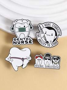 1件/套 牙科护士和稳定牙齿珐琅徽章 可爱卡通牙齿金属胸针 时尚翻领徽章 包包配饰 包饰 珠宝礼品 - 彩色 - 查看 6
