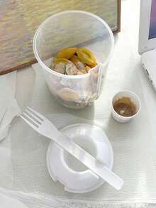 1pc Fat-Reducing Salad Cup, Oat Salad Cup With Spoon, Yogurt Cup With Lid, Low-Fat And Healthy Mason Cup, Portable Slimming Cup, Salad Shaker With Fork - Portable Breakfast Cup, Yogurt, Milk And Other Healthy Lunch Containers, Picnic Salad Cup, Fitness Low-Fat Vegetable Salad Bowl, Portable Fruit And Vegetable Milk Cup, Kitchen Supplies, Kitchen Tools, Back To , Suitable For Office Use ,Kitchen,Christmas Gift Back To School - 白色 - 查看 6
