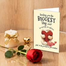 A Heartfelt Greeting Card With An Envelope - Featuring The Message 'Sending You The Biggest Hug Ever' With A Cute Bear And Red Heart Design - An Ideal Choice For Birthdays, Holidays - Sets - View 8