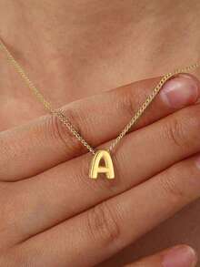 1pc Women's Fashion Gold-Plated Letter Pendant Necklace, Suitable For Party Birthday Gift, Couple Valentine's Day Gift - XT-532 - View 6