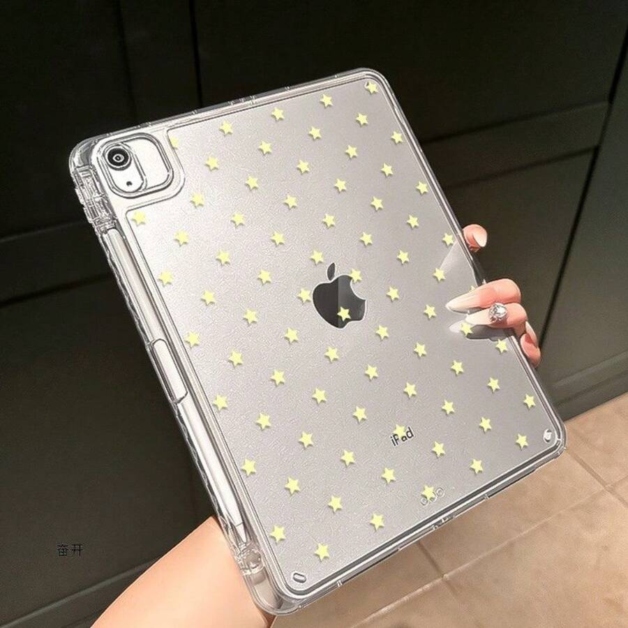 Cute Yellow Star Pattern Tablet Protective Case Compatible With (A16) 11th Generation 11 Inch (2025)10th Generation 2022, 2023 10.9-Inch MINI 6/7 Air 3/Air 4/Air 5/Air 6/Air 7 2019 (10.2-Inch) And Pro (10.5-Inch) Pro (12.9-Inch) Air 2024 13-Inch Pro 2024 11-Inch Case With Pencil Holder, Scratch-Resistant, Shockproof, Impact-Resistant, And Flexible Design. Perfect Back-To-School Gift For Women. - Trong sáng - Xem 1