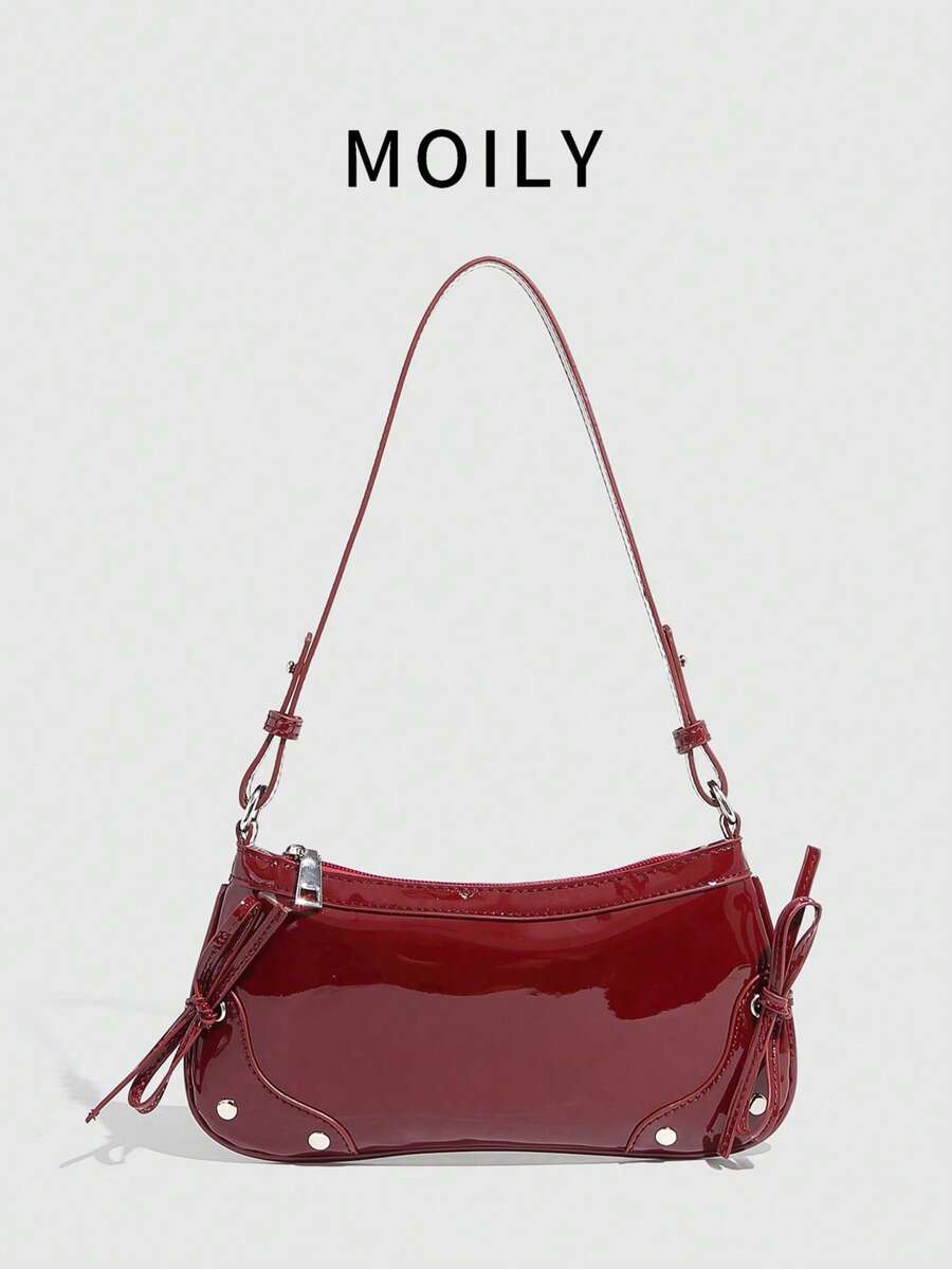 女士白色PU皮手提包，优雅简约风格，适合日常通勤、购物、旅行、度假、派对、聚会、收纳化妆品，是送给女朋友的最佳礼物，也是时尚派对必备单品。 - 酒紅色 - 查看 1