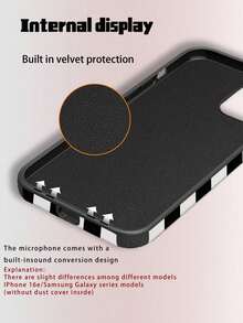 1个格子图案手机壳，时尚简约奢华格子元素UV印花超细纤维皮革软壳保护套，格子防摔耐磨，兼容 11/12 Pro/13/14 Plus/15 Pro Max/16 Pro Max - 黑與白 - 查看 10