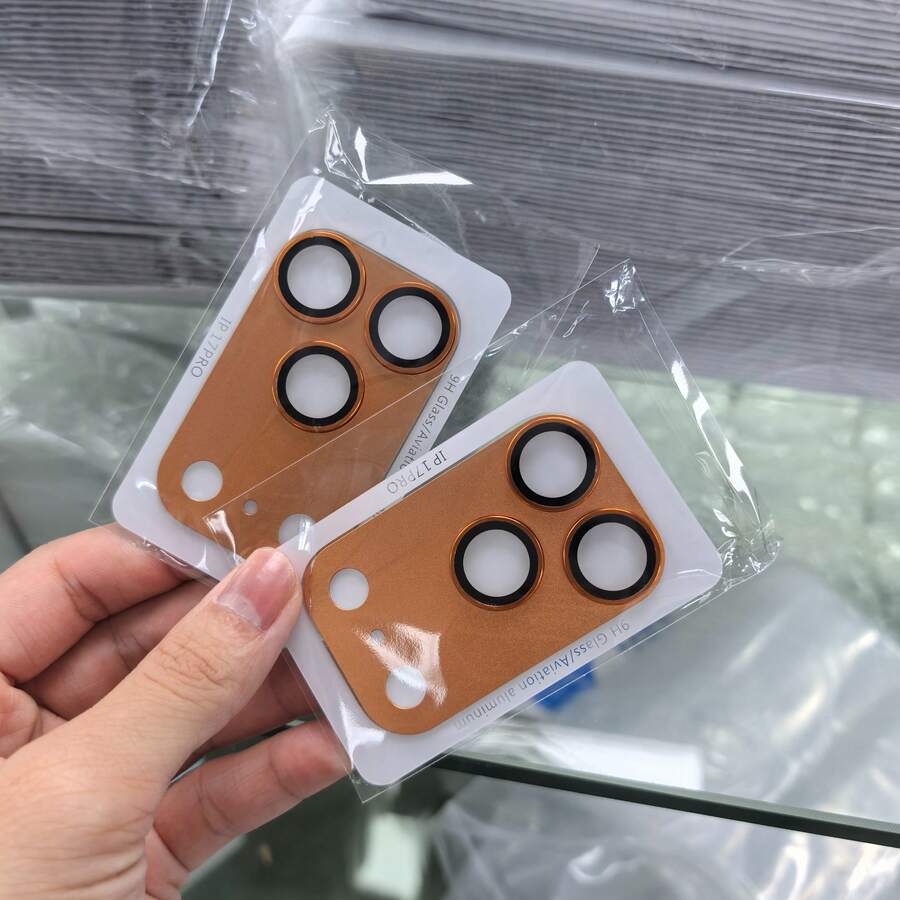 Alloy Matte Armor Lens Protector Compatible With Iphone 17 Pro/17 Pro Max Full Coverage Anti-Fall Metal Frame HD Anti-Scratch Anti-Fingerprint Camera Lens Protector Spring Gift - Orange - View 1