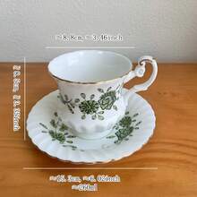 French Blue & Gold Rim Coffee Cup & Saucer Set, High-End Floral Pattern, Elegant Afternoon Tea Ceramic Cup & Saucer Set - Multicolor - View 10