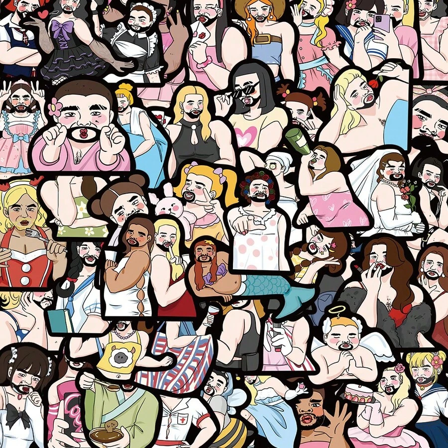 50 Personalized Funny Hot Girl Hot Eyes Cartoon Graffiti Stickers Decorative Material Hand Ledger Guitar Waterproof Stickers - View 1
