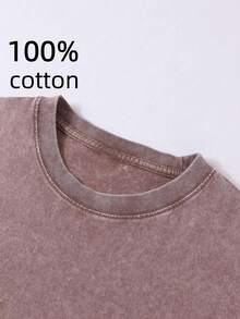 Men's Distressed Washed T-Shirt | Summer Men's Street Style Retro Graphic T-Shirt | YLA Distressed Text Design | Niche Fashion Men's Clothing Y2k Clothing | Unisex - 咖啡色 - 查看 3