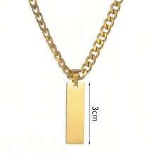 1 Pc Custom Name Stainless Steel Cuban Chain Square Pendant Necklace - Multicolor - View 9