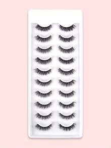 10 Pairs 14mm Criss-Cross False Eyelashes - Black - View 1