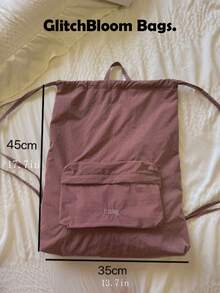 时尚百搭尼龙抽绳背包，粉色手提包/单肩包，ins风女包，大容量防水背包 - 西瓜粉 - 查看 6