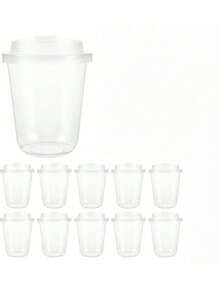 20 Count 16oz Disposable Thickened PET Coffee Cups, Heat-Resistant, Leak-Proof, Flip-To-Drink Design, The Preferred Choice For Coffee Enthusiasts - White - View 12