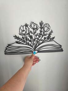 CIFbuy 1 chiếc trang trí tường bằng kim loại hình sách hoa, biển hiệu kim loại hình sách hoa, biển hiệu sách hoa, quà tặng cho người yêu sách, trang trí tường thư viện, nghệ thuật dành cho phụ nữ, thích hợp cho nhà cửa, phòng khách, sân hiên hoặc vườn, ban công, tượng trang trí, trang trí nhà cửa, trang trí phòng, trang trí treo tường văn phòng, trang trí tường, trang trí nhà cửa, trang trí ngày lễ, quà tặng trang trí tường sinh nhật tốt nghiệp, nghệ thuật tưởng niệm đầy cảm hứng, trang trí nhà cửa theo đạo Cơ đốc, quà tặng tôn giáo - màu đen - Xem 6