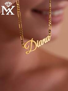 Personalized Gold Name Necklace, Comes With Any Necklace, Customized Name Necklace, Personalized Nameplate Necklace, Customized Gift For Her, Christmas Gift - Multicolor - View 3