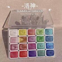 20 Colors Pearl Powder Solid Watercolor Paint Set, Dunhuang & Metallic Tones, Suitable For Floral Arrangement, Packaging, Calligraphy, Painting, DIY Model Making - A - View 9