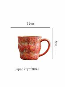 1pc 280ml Ceramic Cup, Hanging Ear Coffee Cup, Soda Cup, Cold Drink Cup, Breakfast Milk Cup, Oatmeal Cup, Flower Tea Cup, Latte Art Coffee Cup, Espresso Cup, Office Water Cup, Creative Crackle Glaze Ceramic Mug, Beverage Cup, Coffee Cup - Multicolor - View 6