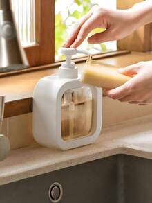 1pc White Transparent Pump Dispenser Bottle, Kitchen Dish Washing Liquid Pump Bottle, Bathroom Hand Soap Refillable Dispenser, Transparent View, Pump Dispense, Precise Dosage - Multicolor - View 6