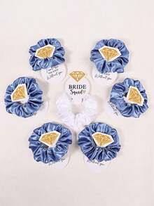 9pcs Wedding Bridesmaid Gift Rhinestone Paper Hair Scrunchies, Satin Coiled Elastic Hair Ties, Non-Damaging Hair Scrunchies, Hair Accessory , Hair Accessories, Scrunchy Hair Ties Ponytail Head Accessories Elastic Band - 多色 3 - 查看 2