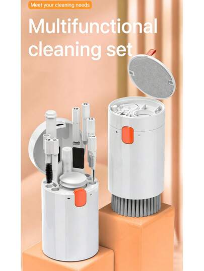 Kit di pulizia portatile multifunzionale, adatto per pulire tastiere di computer, auricolari, schermi di telefoni, pennelli per la polvere per computer, smartphone, tablet e fotocamere