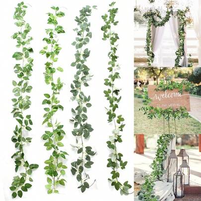 1pc Artificial Plant Creeper Green Wall Hanging Vine Home Garden Decoration Rattan Wedding Party DIY Fake Wreath Leaves Ivy
