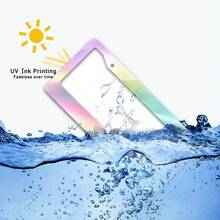 1PC 2D Flat Metal License Plate Frame Licence Plate Cover With Pastel Abstract Smooth Curves Design For Outdoor Car Decoration Summer Solstice Celebration, 2D Flat - 6.3x12.2吋(16x31公分) - 查看 3
