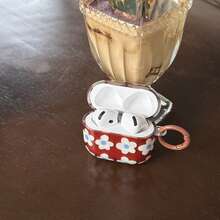 Retro Semi-Transparent Brown Small White Flower With Hanging Loop Earphone Case Compatible With AirPods Pro 2, Cute Apple 4 Minimalist 3 New 1/2 Generation Earphone Case For Women - Brown - View 7