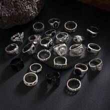 24件套男士戒指，百搭个性嘻哈风格暗黑骷髅多关节可叠戴指环配饰 - 24件套裝戒指 - 查看 4