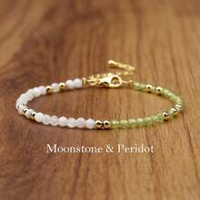 1条简约时尚天然石串珠手链,包含紫水晶、月光石、橄榄石、闪亮宝石,采用3毫米刻面珠子,精致水晶手链,适合女性日常及度假佩戴。 - 彩色 - 查看 4