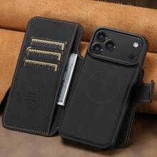 SUTENI 人造皮革無線充電卡夾支架錢包磁吸翻蓋手機殼，適用 17 Pro Max 16 Plus 15 14 13，中性款，適合親友與長輩的節日禮物 - 彩色 - 查看 19
