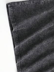 Men's Casual Crew Neck Sleeveless Washed Vest, Made Of 100% Cotton, Perfect For Summer Vacations. Features A Stylish Print And Y2K Street Style. An Excellent Gift For Boyfriends And Husbands. - màu đen - Xem 4