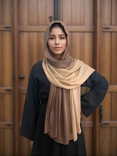 Chal de viscosa con degradado ombre (180x85cm) - Chal suave y transpirable con doble costura, envolvente ligero y versátil de dos tonos