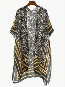 1 chiếc Kimono dài bằng vải voan họa tiết da báo cổ điển thanh lịch dành cho nữ, áo choàng đi biển thời trang xuân/hè, khăn choàng chống nắng cho đầm - Nhiều màu - Xem 18