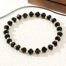 Handmade Boho Style Black Faux Crystal Adjustable Bracelet, Representing Protection And Courage, Perfect Jewelry For Daily Wear And Gift Giving - Multicolor - View 4