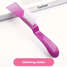 双面梳子清洁刷，沙龙及家用美发梳清洁工具，轻巧高效清洁头发，多功能美发造型配件 - 彩色 - 查看 6