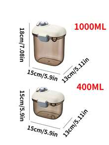 1 Stück Baby Milchpulver Aufbewahrungsbox. Material: PP, lichtundurchlässige Aufbewahrungsbox, Haushalt/Getreide Aufbewahrungsbehälter, tragbare geschichtete Milchpulver Aufbewahrungsbox mit Schöpfer, Doppeldichtungsring + stabiler Schnalle, Deckel mit Zeitskala, braune oxidationsbeständige Farbe, geeignet für Küche/Babynahrung/Reisespeicherung (bietet 1000ml und 400ml Größen) - Teebasis - grau - Übersicht 11