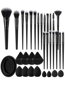 33PCS Makeup Tools Set Including:20PCS Makeup Brush Set+2PCS Mini Air Cushion Powder Puffs+2PCS Mini Makeup Sponges+4PCS Makeup Sponges+4PCS Triangle Powder Puffs+1pc Makeup Brush Cleaning Tools,All-In-One & Beginner-Friendly | Travel-Ready & Gift-Ready | Perfect For Newbies/Her - Multicolor - View 12
