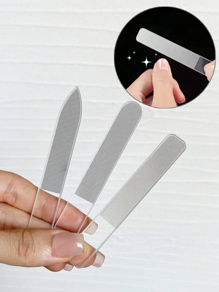 Glass Nail File Set, Foot & Hand Care Callus Remover, Nail Shaping & Polishing Buffing Blocks, Easy To Clean Manicure Tools - Clear - View 1