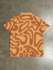 3D数码印花男士休闲Polo衫，夏季日常通勤三粒扣宽松Polo衫，时尚必备单品，可机洗 - 彩色 - 查看 4