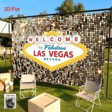 1pc Fabulous Las Vegas Welcome Sign Backdrop  2D/Flat Polyester Party With Glittery WELCOME To Fabulous Las Vegas Design Weddings, Birthdays, Bar & Cafe Decor, No Electricity Needed, Las Vegas Pa - 多色 - 查看 2