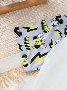 Disney 2 pièces Set : T-shirt sans manches et polyvalent avec Mickey Mouse et short pour garçons pré-adolescents, tenue confortable pour garçons, convient pour le port quotidien casual, intérieur, extérieur, voyage et vacances en été - Blanc - Voir 9