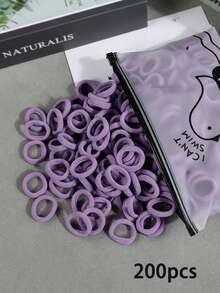 200pcs Minimalist & Fashionable Small Hair Ties, Suitable For Girls With Thin Hair - Multicolor - View 9