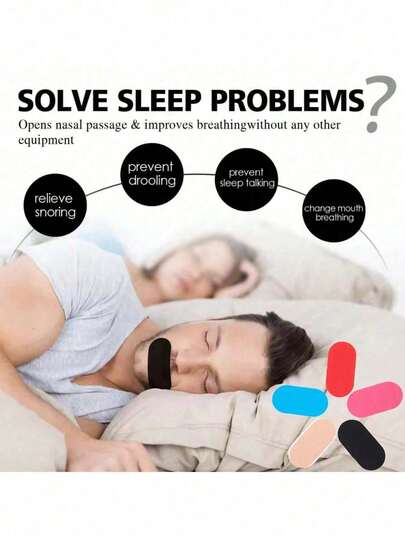 Anti-Snoring Patches, Breathable Closed-Mouth Sleep Strips, Skin-Friendly Material, Hypoallergenic Design Suitable For Sensitive Skin, Soft & Comfortable Secure Fit, Effectively Prevent Open-Mouth Breathing During Sleep, Reduce Snoring And Morning Dry Mouth, Improve Breathing Habits And Enhance Deep Sleep Quality, Also Have Auxiliary Facial Shaping And Health Benefits, Suitable For Men, Women, And All Ages